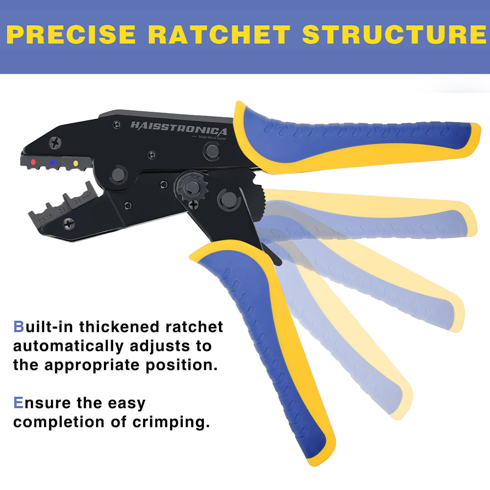 Crimping Tool for Insulated Electrical Connectors - Ratcheting Wire Crimper - Crimping