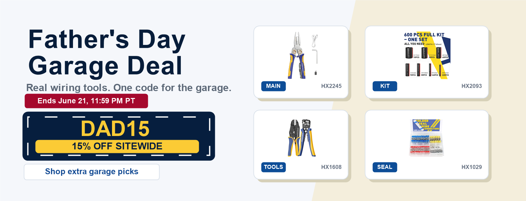 Father's Day Garage Deal. DAD15. 15% off. Ends June 21, 11:59 PM PT.